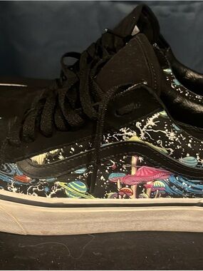Vans Black Low-Top Sneakers with Multicolor Space & Mushroom Design